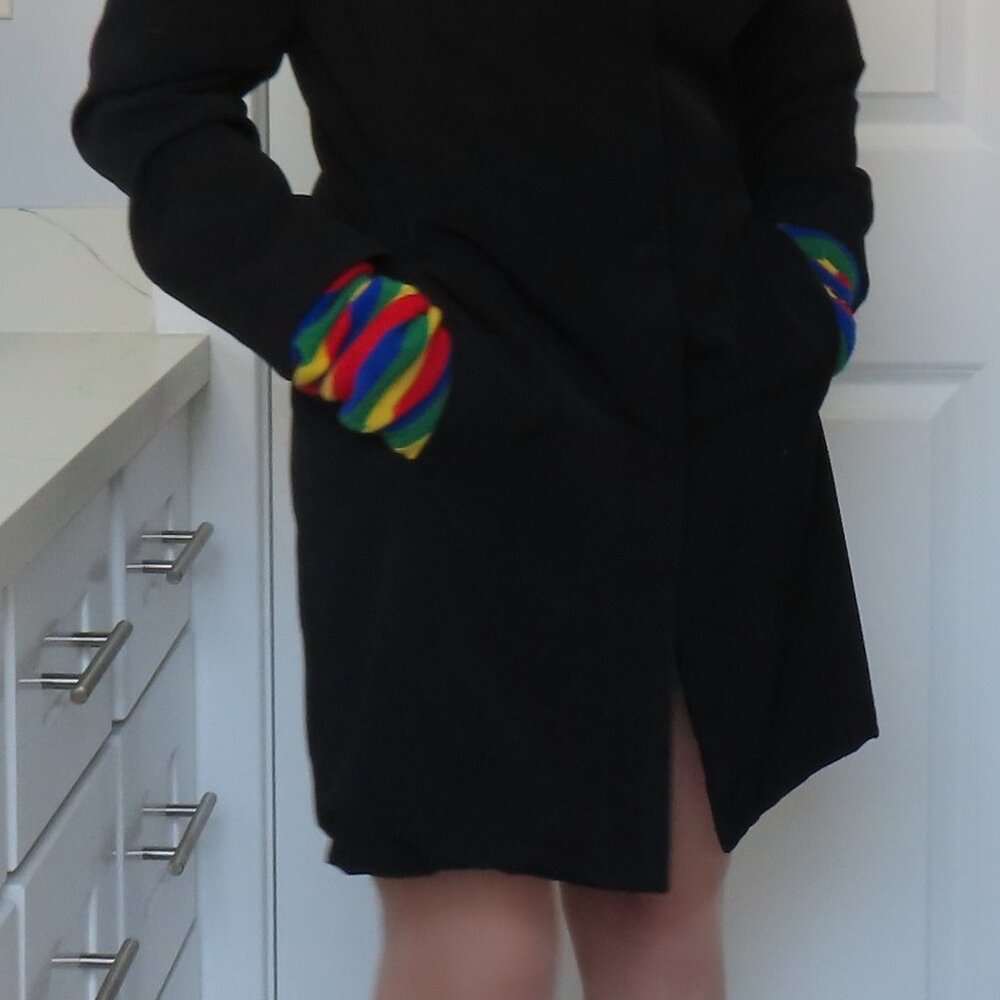 Anne Klein Black Nylon Fitted Lined Coat (has snaps), size P/S
